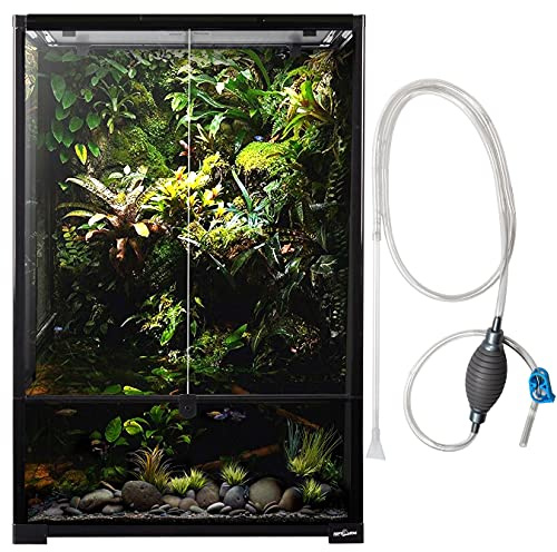 REPTI ZOO 67 Gallon Glass Terrarium Tank,Knock-Down Paludarium Large Terrarium 24x18x 36”,Bio Deep Base 10”, Double Hinge Door, Siphon Gravel Cleaner Set Included