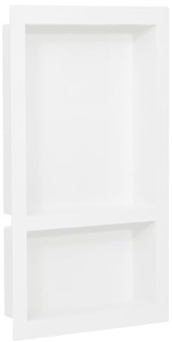 vidaXL Niche de Douche avec 2 Compartiments Étagère de Salle de Bain Niche à Shampoing Étagère à Savon Meuble Blanc Brillant 41x69x9 cm