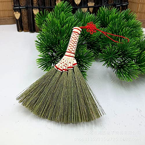 1 mini balai de paille de riz de 12 cm - Balai à main - Balai en bambou naturel fait à la main - Outil de jardinage