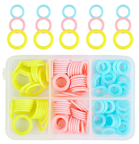 SUVSOON 180 Pieces Knitting Markers Rings, Colorful Stitch Markers Rings(S/M/L) with Portable Storage Box for DIY Sewing Knitting Crocheting Handcrafts