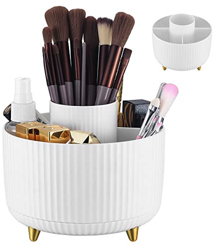 JinZeYou Kosmetik Make Up Organizer, 360° Drehbar Aufbewahrungsbox, Makeup Pinsel Lippenstifte Organizer Tragbare für Kosmetik Schlafzimmer Badezimmer Frisiertisch Decor