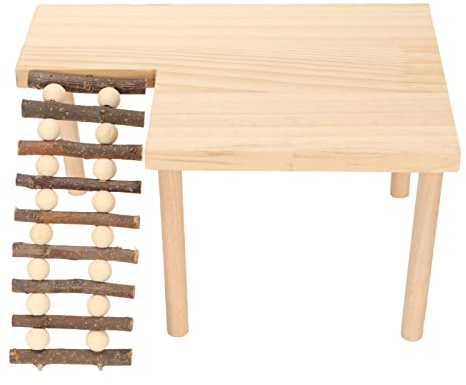 Hamster-Plattform-Spielzeug Hamster-Kletterplattform 2-lagige Landschaftsbau-Hamster-Spielaktivitätsplattform aus Naturholz mit Leiter