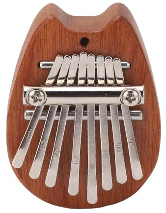 Pianoforte da Pollice, Base Portatile in Legno di Pesco Trasparente e Piacevole 8 Tasti Mini Kalimba Meraviglioso Suonare con Corda Sospesa per Giocare (XA67 Testa di gatto)