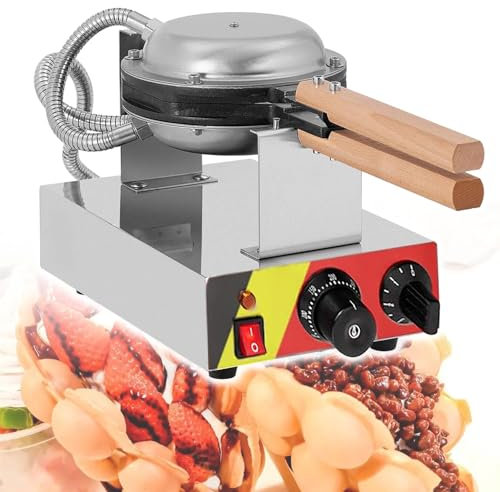 Eastnmythet Gaufrier à Bulles Commercial, gaufrier à œufs 1400 W, gaufrier à Bulles avec poignées rotatives à 180 ° et en Bois, réglable de 50 à 300 ℃,220V
