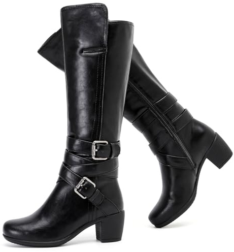 Ruiee Womens Knee High Boots Fall Winter Heeled Boots.230303 BK LPU 6.5