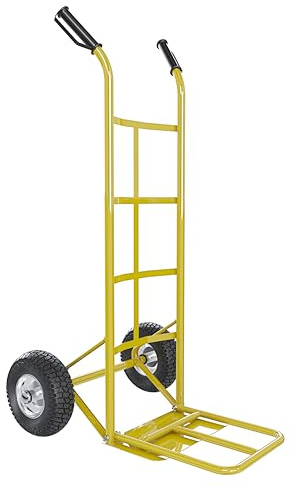 Carrello Portapacchi Portata Max 250 Kg A Mano Portatutto Ribalta Acciaio Tubolare Ruote Pneumatiche Rinforzate Trasporto Grandi Pacchi Portasacchi Portacasse Grandi Volumi 63 x 53 x 116 Cm (Giallo)