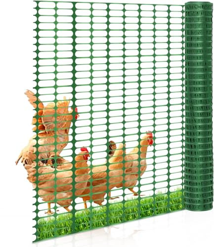 Ollewiellan Absperrzaun Kunststoff, 50 m lang, 1 m hoch, beweglicher Begrenzungszaun ohne Strom, Zaun flexibel, mobiles Netz für den Garten, Sicherheitszaun，Grün