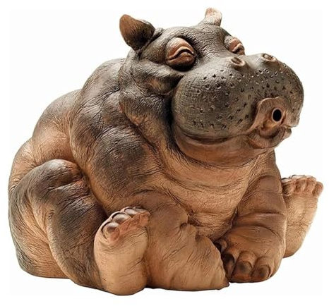 KUKUUU Fontaine de Jardin Hippopotame Statue Fontaine cracheur for Piscine Ornements cracheurs