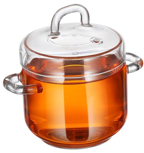 iplusmile Cuenco Para Guisar De Vidrio Resistente Al Calor 350 Ml Con Tapa y Asas, Utensilio De Cocina Hogar, Adecuado Para Sopas y Estofados, Accesorio Práctico Para Uso Diario
