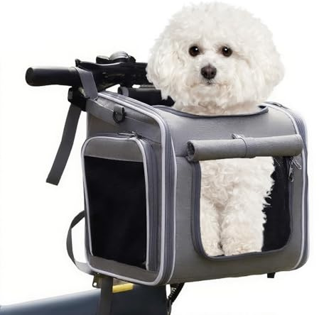 Agrdeed Hundekorb Fahrrad Vorne, Hundekorb für Fahrrad 4-in-1, Haustier-Tragerucksack Erweiterbarer Hunderrucksack Fahrradtasche Hund Bis 7kg Mit Kissen, Fahrrad Tiertransportkorb Mit 4-Offenen Türen