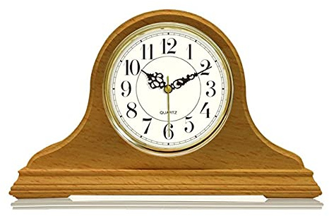 Westminster - Reloj de chimenea de madera, funciona con pilas, estante decorativo para sala de estar, relojes de mesa sólidos para decoración del hogar
