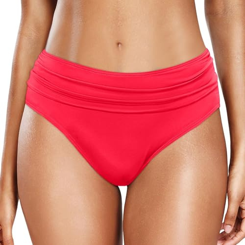 Bas De Maillot De Bain Femme Couleur Unie Culotte Taille Haute Maillot Bain Short Amincissant Slip Ventre Plat Bikini Triangle Gainant Culotte