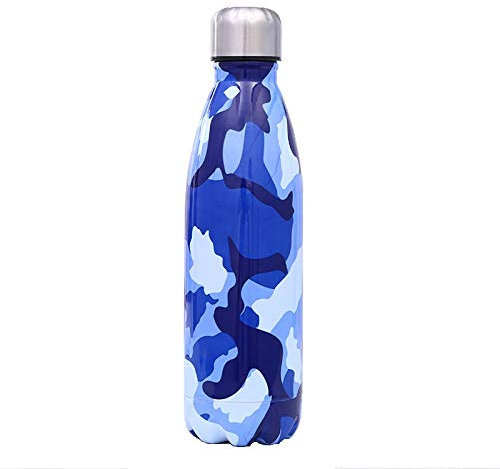 Camouflage Stainless Steel Water Bottle, 500ML,Metal Sports Bottles,Double Walled Vacuum, Small Insulated Water Bottles for School, Gym, Running, Travel Reusable Leak Proof