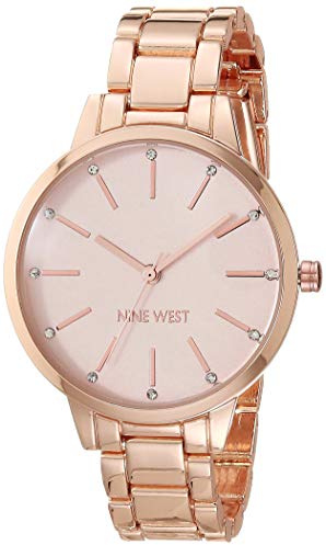Nine West Women's Crystal Accented Bracelet Watch Pink