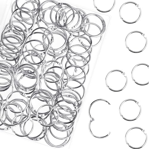 HAUTOCO 100Pcs Binder Rings, 19mm/0.75 Inch Loose Leaf Binder Rings, Small Metal Rings, Book Rings, Binding Rings for Flash Cards, Index Cards, Papers, Keychains, School, Office, Home