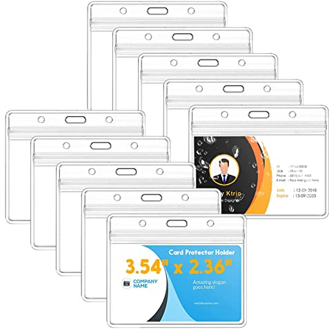 Ausweishülle, 10PCS Transparente Wasserdicht Ausweiskarte Schutzhülle Amensschild Abzeichen ID-Kartenhalter für Studentenausweise, Business Ausstellung Karten, Visitenkarten, Buskarten