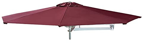 LBONG Wall Mounted Umbrella, Patio Parasol Wall Umbrella with Adjustable Pole Sun Canopy Umbrella Outdoor Garden Patio Sunshade (2.2m(7.2ft),Burgundy)