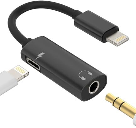Adattatore Lightning Caricatore 2in1 Accessori 3,5mm Jack Cuffie per Apple iPhone 14 13 12 11 Pro Max 7 8Plus X SE XR per iPad Air Aux Cavo Cuffiette Sdoppiatore Auricolari Ricarica Headphone Spinotto