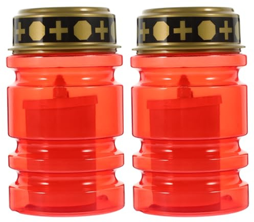 KONTONTY Led Candle Lights Cemetery Memorial Religious Decoration 2 Pack