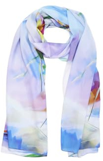 QUEEN HELENA Sciarpa Estiva Colorata Foulard Fantasia Donna SC09-1 (SC09-1 Viola)