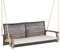 COSTWAY Schaukelbank 2-Sitzer, Hängebank PE-Rattan mit Kissen, Gartenschaukel zum Aufhängen, bis 360 kg, Hollywoodschaukel mit Akazienholz-Armlehnen, Schaukel für Garten Balkon Veranda, Weiß