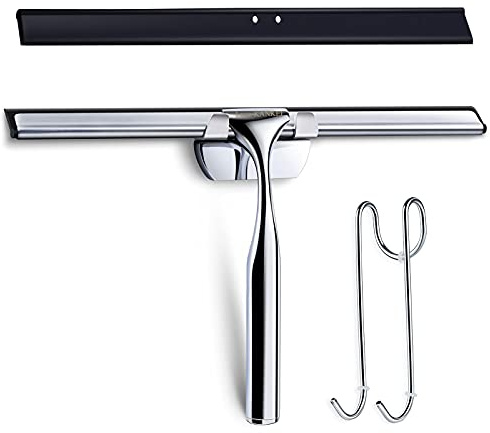 Love-KANKEI Duschabzieher Fensterabzieher Duschwischer mit Gummilippe Inkl. 1 Ersatzlippe und 1 Haken (28cm)