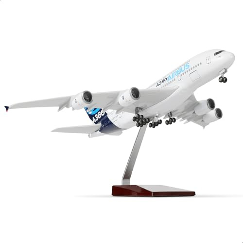 QIYUMOKE 1:200 Prototype de l'A380 Modèle Avion métal Support 37 cm | A380 avion miniature moulé sous pression, modèle réduit de collection adulte, cadeau aviation, décoration de table et bureau