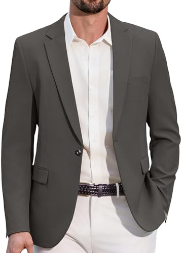 COOFANDY Men Blazer Casual Sports Coats Classic Blazers Notched Lapel Suit Jacket Lightweight Sports Jacket Dark Gray
