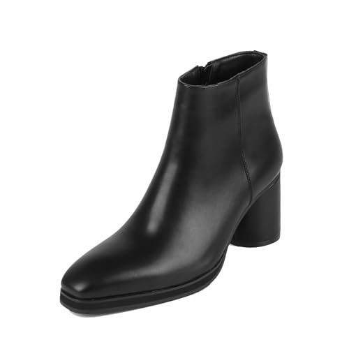 Stivaletto da Uomo con 8cm Tacco Alto Chelsea Boots Scivolare su Stile PU Pelle Doppia Cerniera Laterale Scarpe più Alte,Nero,43 EU