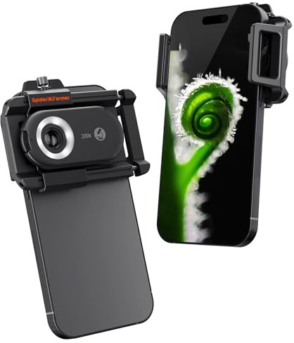 Spider Farmer Microscopio para móvil 200x microscopio para Smartphone, Lupa para móvil con LED para jardineros/niños, Compatible con iPhone/Android
