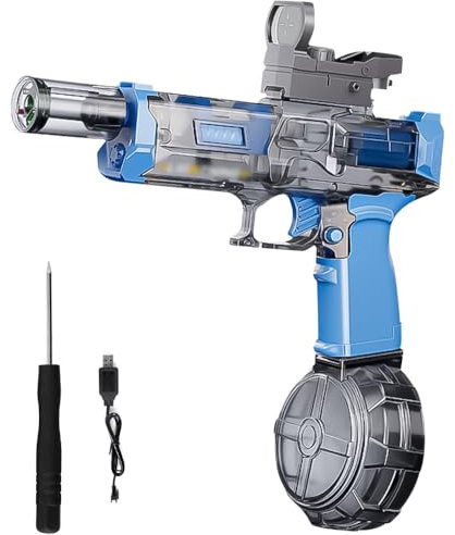 CLIUNT Pistola de Agua eléctrica, Juguetes de Pistola de Agua automática, Pistola de Juguete de Aguas, Alcance Máximo 8-10M, para Verano Jardin Playa Piscinas Fiesta