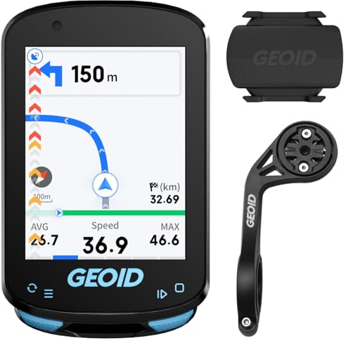 GEOID CC600 - Color Display for Bike/Wireless Cycling Computer, Route Navigation with Rerouting, WiFi and Bluetooth, Fast 5s GPS Positioning, with CS600 Sensor