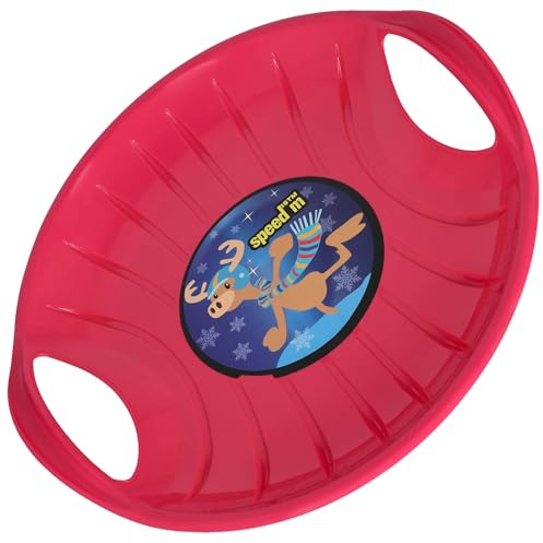 KOTARBAU® Rutschteller - ø 60 cm - Popo Rutscher - mit Griffen - Schlitten für Kinder & Erwachsene - Bob Schlitten - Kinderschlitten - Kunststoff - Rosa