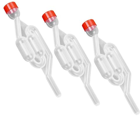 Fermentation Airlock 3 Pack, Food Grade One-Way Exhaust Water Seal Valve with Silicone Bung Reusable Clear Fermentation Bubbler for Home Brewing Beer Wine Sauerkraut Pickle Jar Fermentation Supplies