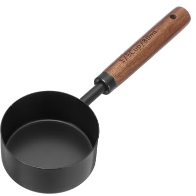 QUARKZMAN Cuchara Medidora, 80ml Cuchara De Café De Acero Inoxidable Con Mango De Madera Para Café Molido Té Azúcar Cocina Horneado, Negro