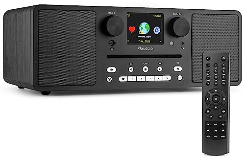 Audizio Naples Portable DAB Radio with Bluetooth, Integrated CD Player, Internet Radio Tuner - Versatile Wireless Audio Solution for Home and Travel Use, Black