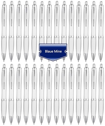 Libetui Set 50er ergonomische Kugelschreiber Weiß Druckkugelschreiber Blaue Großraummine Kulis Büro Praxis Uni Haushalt Kuli Set 50 Stück Kugelschreiber Weiß Milchig