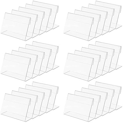 ACONDE 30 unidades de soporte acrílico para etiquetas, 6 x 4 cm, para oficina, escuela, tienda, restaurante