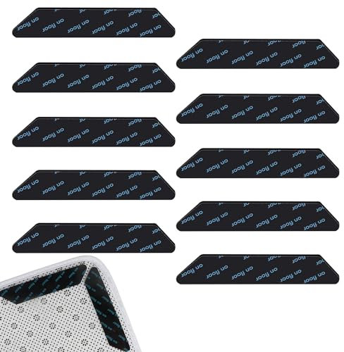 10 Stück Antirutsch-Teppichunterlage, Waschbare Wiederverwendbare Teppichbänder, Trapezförmig, Teppich-Pad-Gripper, Klebeband zur Verhinderung von Teppichrollen (Schwarz)