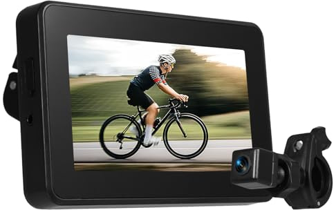 Shkalacar Telecamera per Retromarcia Bici con Schermo da 4,3'' Funzione di Visione Notturna Staffa Regolabile per Visione Grandangolare a 150°, Compatibile con Mountain Bike, Bici da Strada