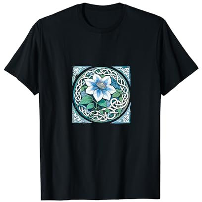 Blue Clematis Art Flower Garden Design Clematis Vine T-Shirt