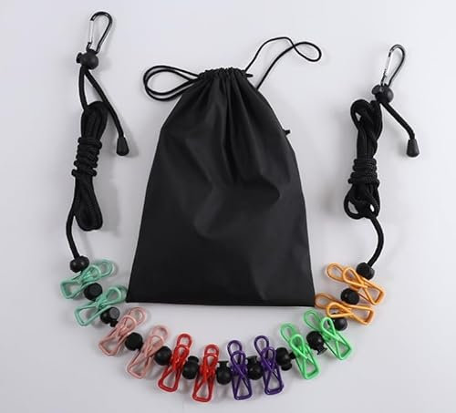 Wenrescry Wäscheständer Camping,Elastische Wäscheleine für Camping und Reisen,campingzubehör–4M Einziehbare Reisewäscheleine mit 12 Wäscheklammern für Outdoor, Urlaub und Wohnheim