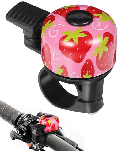 BNREOZA 1 Stück Kinderfahrradglocke, Mini-Alu-Laut-Fahrradglocke, Roller, Kinderfahrrad, Mountainbike - Fahrradzubehör, Erdbeere