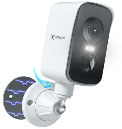 COCOCAM Portatile Magnetica 4G Telecamera con SIM Senza Fili Esterno/Interno 2K per RV/Campeggio/Viaggio, 300°Pan, 10000Ahm Batteria, PIR&AI Rilevamento Umano, Scheda SIM Integrata (NO WIFI)