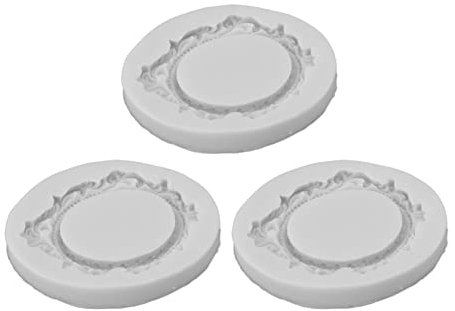 Moldes para tartas con marco, diseño de encaje vintage europeo, de silicona para fondant, para decorar tartas, hornear, bricolaje, color gris, 3 unidades