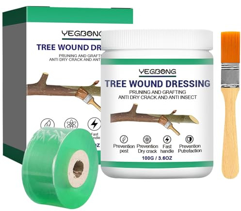 Mastic à Cicatriser pour Arbres, Pâte à Greffer pour Jardin, Arbres d'Ornement, Bonsaï – Favorise la Cicatrisation, Forme un Film Protecteur Rapide – 100 g avec Ruban de Greffage (2cm)