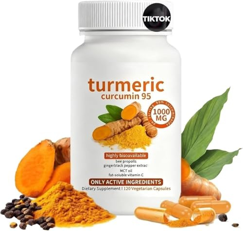 Turmeric Curcumin 1000mg with BioPerine, Ginger & Bee Propolis - 95% Curcuminoids, 120 Vegan Capsules for Joint & Antioxidant Support