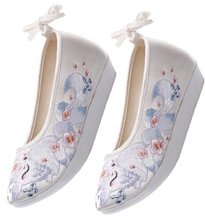 Yardwe Zapatos Bordados de Estilo Antiguo para Mujer Zapatillas de Seda con Gruesa y Plataforma Interior Calzado Tradicional Hanfu Cómodos y Duraderos Talla