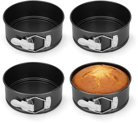 AZKEEGREY 4 Pack 6 Inch Cake Tins Round Non-Stick Mini Springform Cakes Tin, Spring Liaded Cake Tins with Removable Bottom, Small Cheesecake Tin Pie Moulds for Restaurants, Kitchen, Black