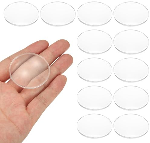 PATIKIL 12-pack biconvex lins, 42 mm dia. 75 mm brännvidd optiska linser förstoringsglas pappersvikt akryl dubbel konvex för gör-det-själv kontorsskrivbord hem vetenskap experiment teleskop